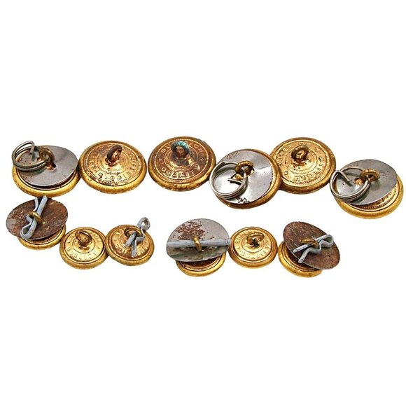 12 Vintage Uniform Coat Jacket Shank Buttons Initial P Police Superior Quality - Picture 5 of 8
